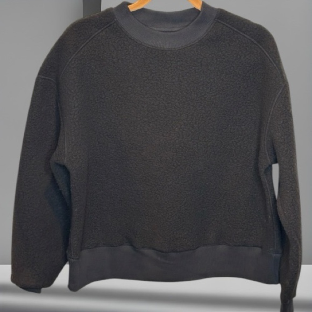NWT Everlane Renew Fleece Oversized Crew Sweatshirt Black Long Sleeve
